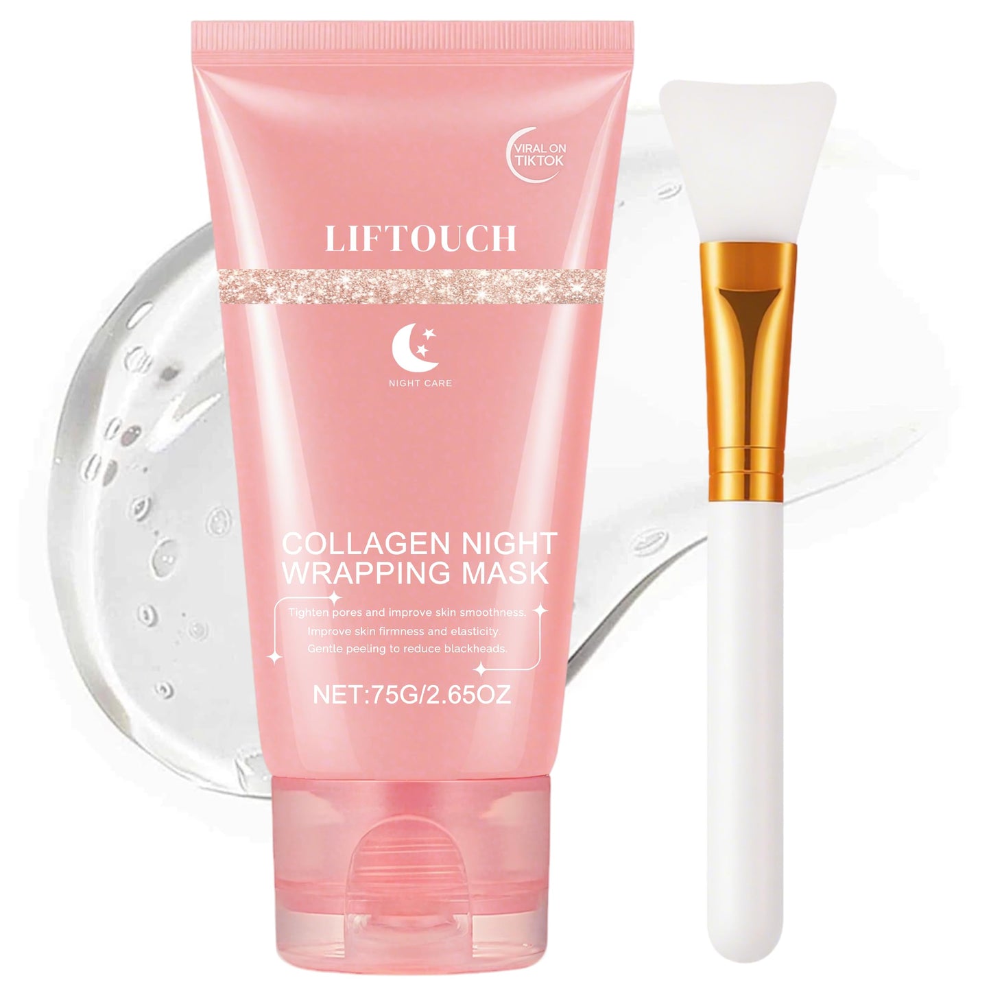 Liftouch Korean Collagen Night Wrapping Mask - Overnight Peel Off Facial Mask for Face - Hydrating Sleeping Mask Skincare - Anti-Aging Glass Skin Elasticity Treatment - Women