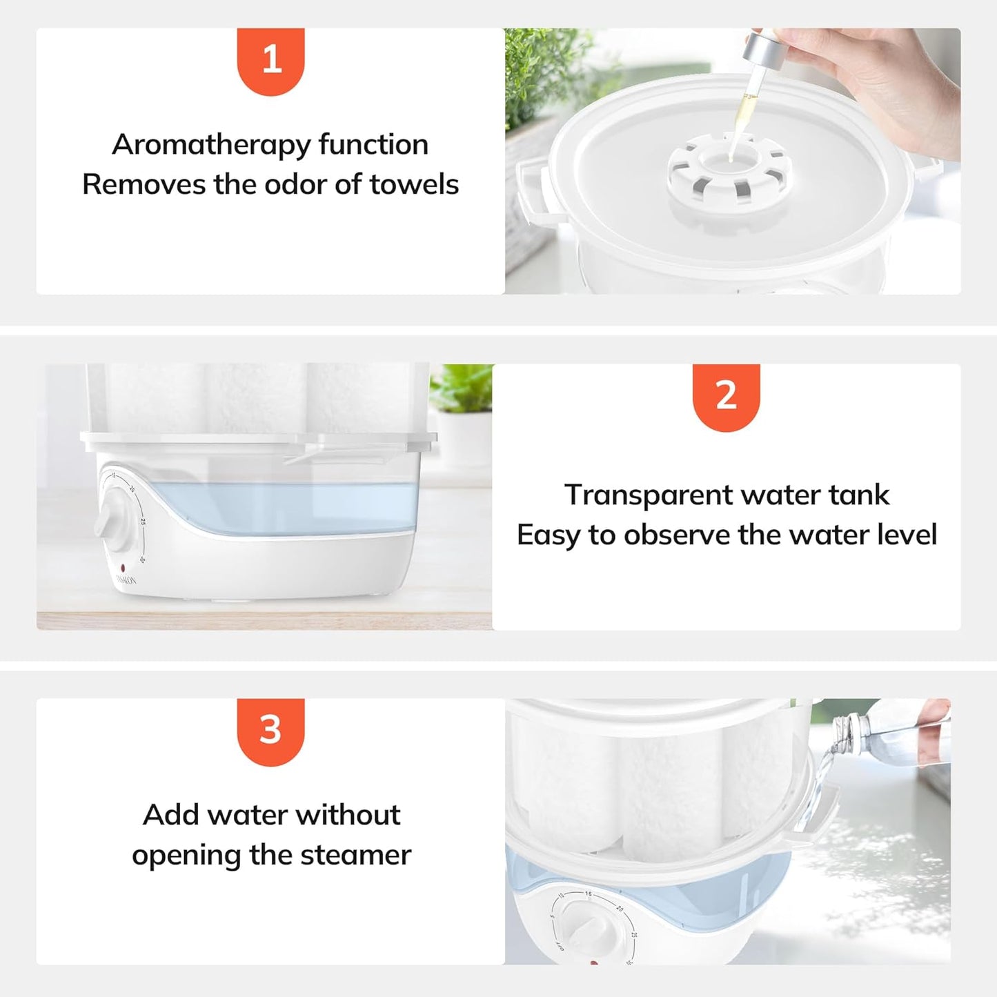 TASALON White Hot Towel Steamer - Quick Heating Facial Towel Warmer | Portable Spa Equipment with Aromatherapy