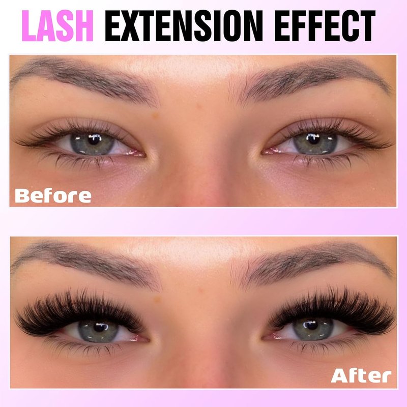 Lash Extension Kit - 280pcs Individual Lash Clusters 50D | 9-16mm with Bond, Seal & Tweezers for DIY Application