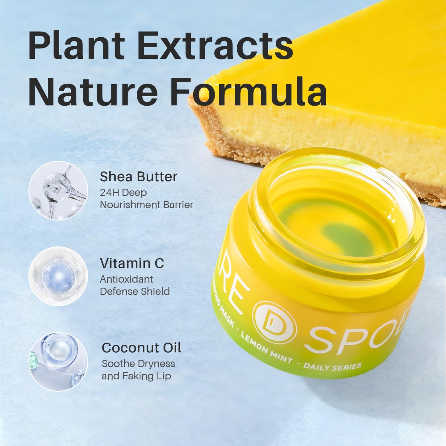 SPODARE Lemon Lip Mask, Hydrating Overnight Lip Sleeping Mask, Lip Moisturizer for Dry Cracked Lips Care, Dual-Color Lips Balm for Nourishing and Softening Lips, Minimizes Fine Lines - 12g