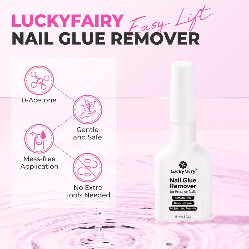 Nail Glue Remover - Acetone-Free 15ml for Press-On Nails | Gentle & Quick Removal