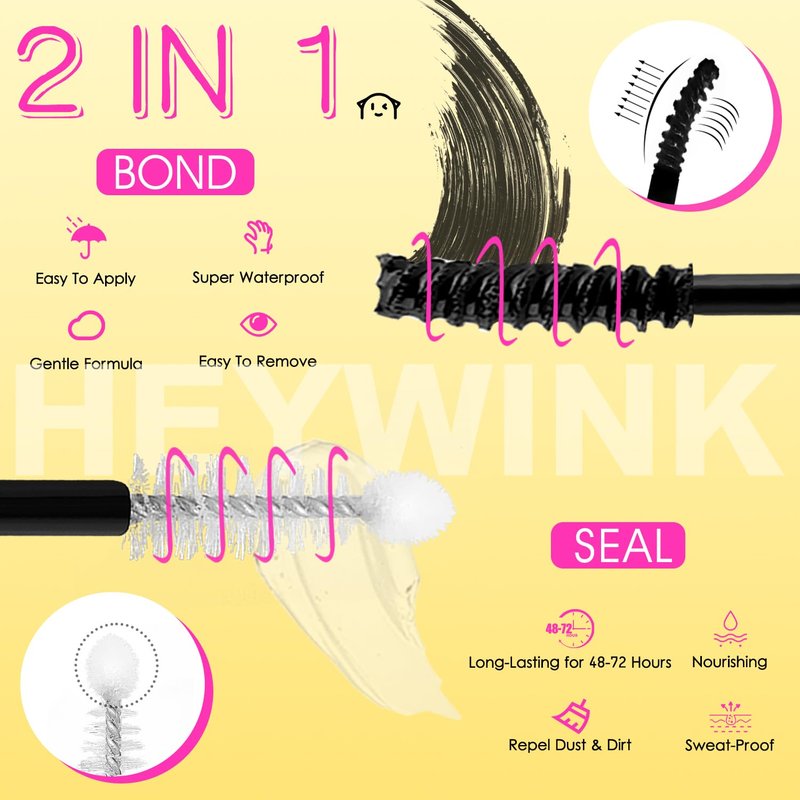 HEYWINK Lash Extension Kit DIY Lash Clusters Eyelash Extension Kit, 10-18mm 30D 40D Individual Lashes Kit Natural Lash Clusters with Lash Bond and Seal, Lash Tweezers for Beginner(30D+40D 10-18MM Kit)
