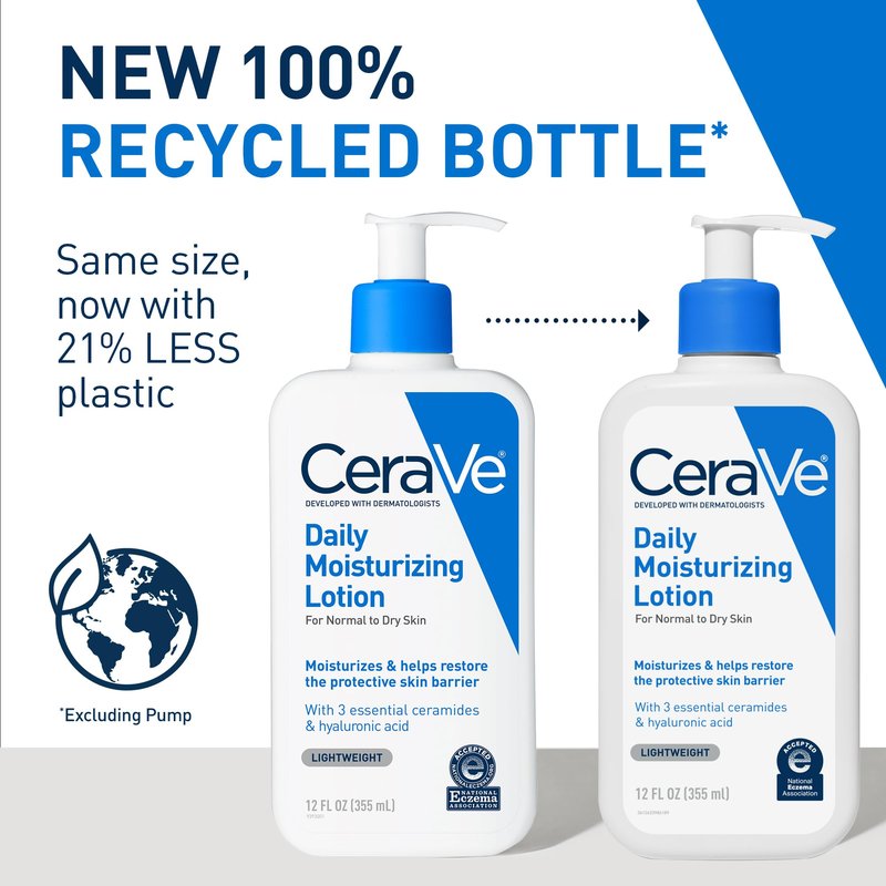 CeraVe Daily Moisturizing Lotion for Dry Skin, Body Lotion & Face Moisturizer with Hyaluronic Acid and Ceramides, Daily Moisturizer, Fragrance Free, Oil-Free, 12 Ounce (Pack of 12)