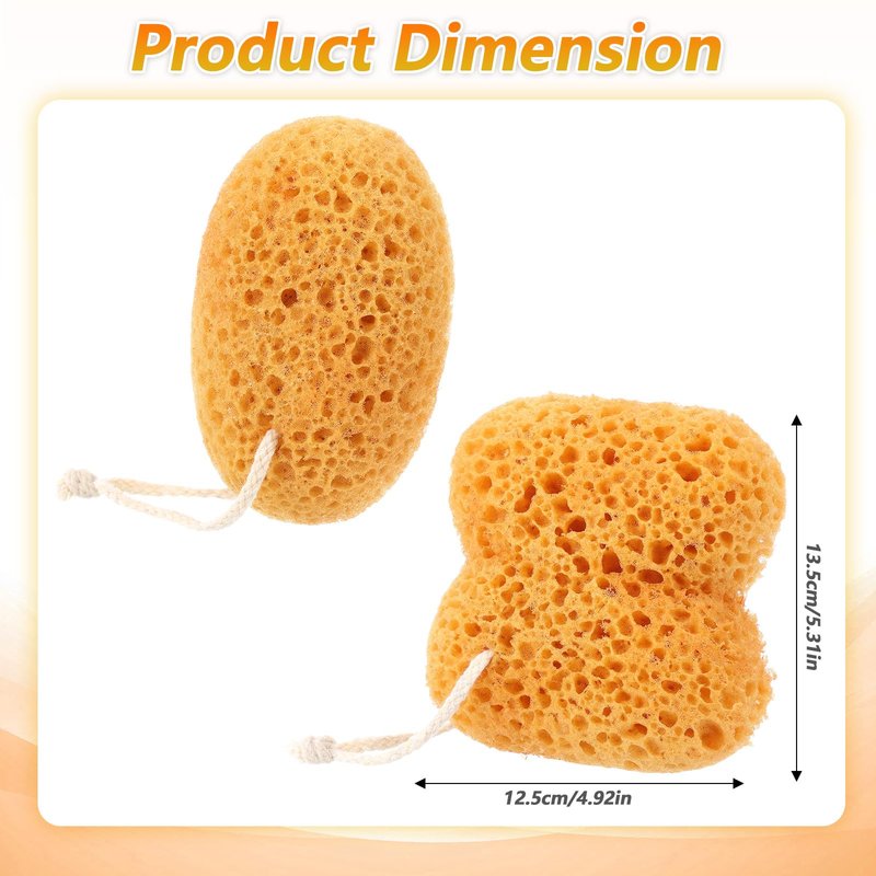 DOPENSPI 2 Pcs Sea Sponges for Shower, Honeycomb Bath Sponge Large Soft Shower Sponges Exfoliating Body Sponge Puff Dense Foam Sea Sponge with Hanging Rope for Women Men