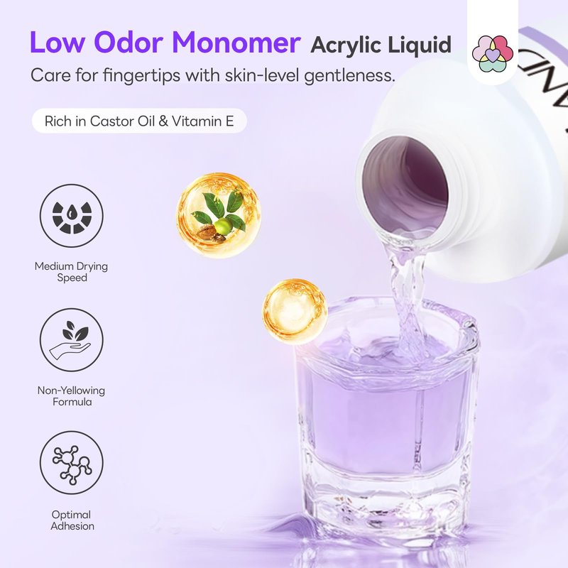 SAVILAND Acrylic Nail Kit for Beginners: 30g Clear Acrylic Powder and Liquid Set with #12 Nail Brush, Forms & Manicure Tools for Extensions DIY 3D Nail Art Sculpting Home Salon Use
