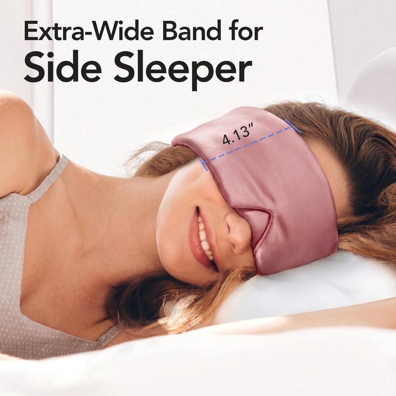LitBear Silk Sleep Mask for Side Sleeper, Travel, Airplane, Office, Rose