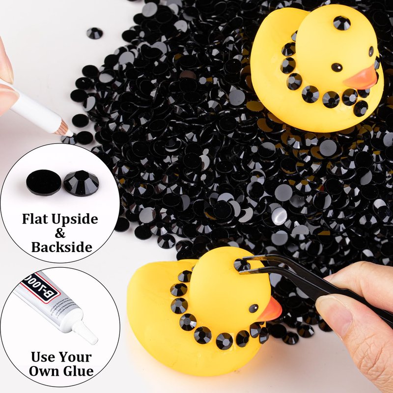 5000pcs 3mm Resin Rhinestones Bulk, Black Flatback Round Jelly Rhinestones Bedazzling Non Hotfix Crystal Gems Large Quantity Wholesale for DIY Crafts Clothes Bottles Tumblers Face Makeup Manicure