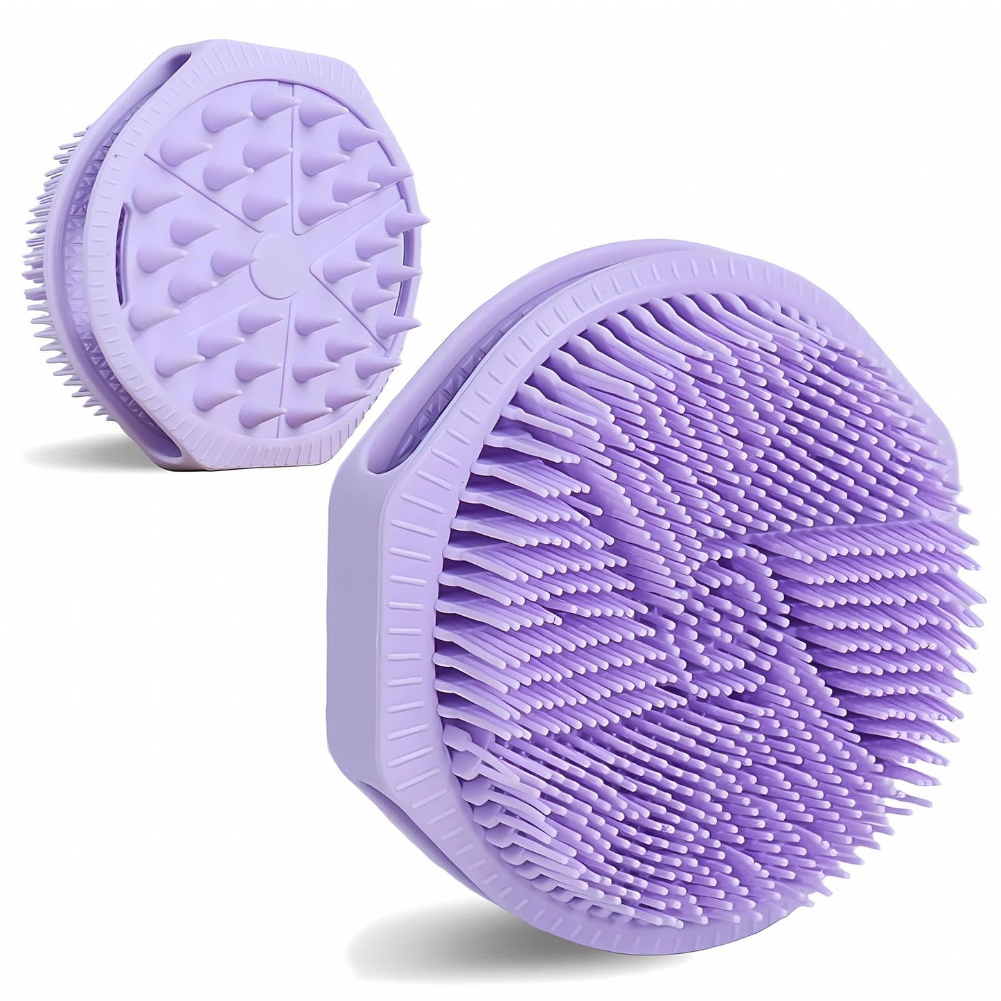 Dual-Sided Silicone Body Scrubber, Silicone Loofah for Shower Exfoliating Body Brush Scrubber for Men and Women for All Skin, Scalp Massager Lather Well＆Easy to Clean (Purple)