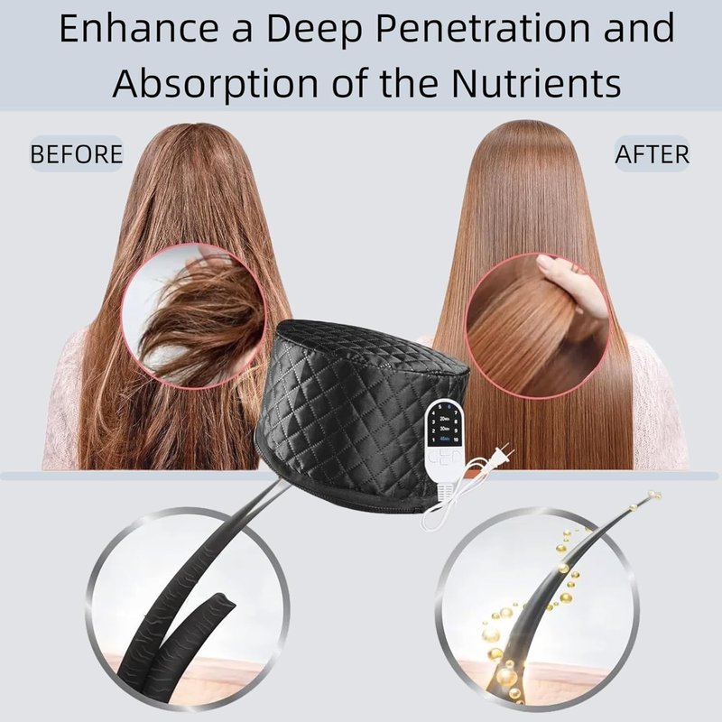 Hair Steamer for Natural Hair - 10-Speed Temperature Control & Fast Heating | Deep Nourishment Heat Cap