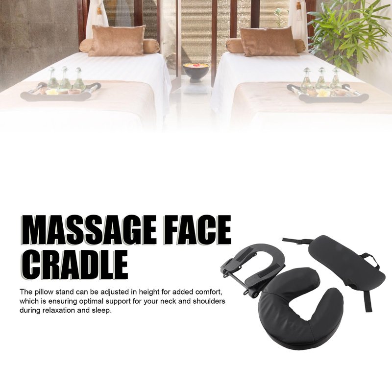 OPPWONG Massage Headrest for Bed, Massage Face Cradle Massage Pillow Face Down Adjustable Folding Massage Table Face Cradle Pillow Beauty Bed Headrest Cradle U Shape for Beauty Salon Black