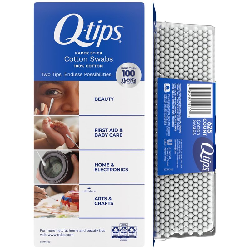 3 x Q-Tips Cotton Swabs, 625 ct
