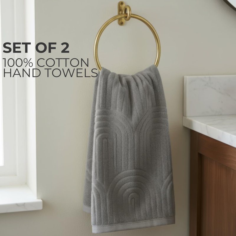 KIBAGA Decorative Hand Towels for Your Bathroom Or Kitchen – Luxurious Set of 2 Soft Boho Cotton Towels are Absorbent, Lightweight & Dry Quickly - Perfect to Elevate Any Bath Decoration at Home