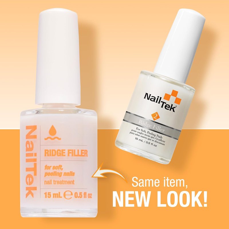 Nail Tek Ridge Filler Formula 2 - Clear Nail Base Coat & Strengthener for Soft, Peeling Nails | 0.5 fl oz