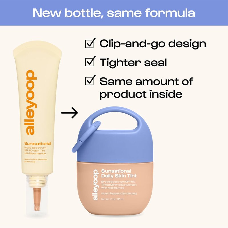 Alleyoop Sunsational Tinted Moisturizer SPF 50 - Hydrating Mineral Face Sunscreen with Jojoba | Vegan & Cruelty-Free (Halo)
