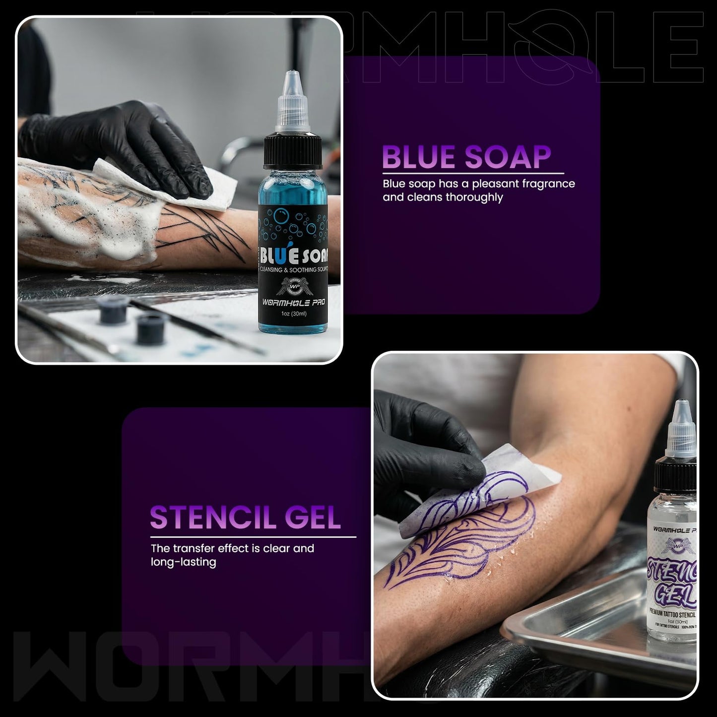 Wormhole 2 PCS 2300mAh Batteries Tattoo Kit Wireless Tattoo Gun Kit with 7 Adjustable Strokes, Smart Display with 3 Memory Slots, 3 Working Modes, 2 Tattoo Inks for Lining & Shading WTK0256