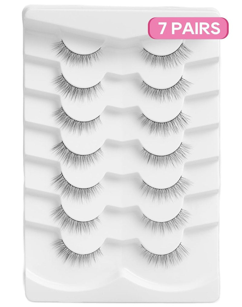Natural Look Wispy False Eyelashes - C Curl Mink Lashes for Volume | 10mm Pack of Cute Lashes