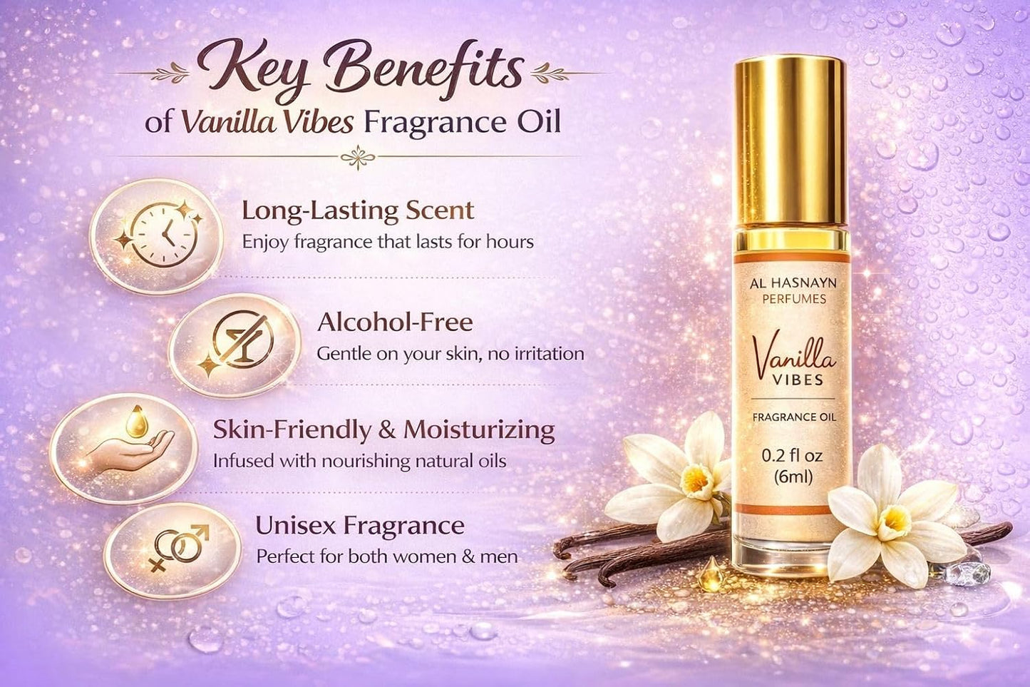 Vanilla Vibes Fragrance Oil Roll-On Perfume - Alcohol-Free, Long-Lasting | 6ML (0.20 fl oz)