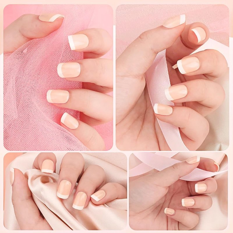 MOLILON French Tip Nail Stamp Set, Clear Silicone Nails Stamping Jelly Stamper with Scraper & 6Pcs Double Head Nail Art Brushes for DIY& Salon Manicure Art