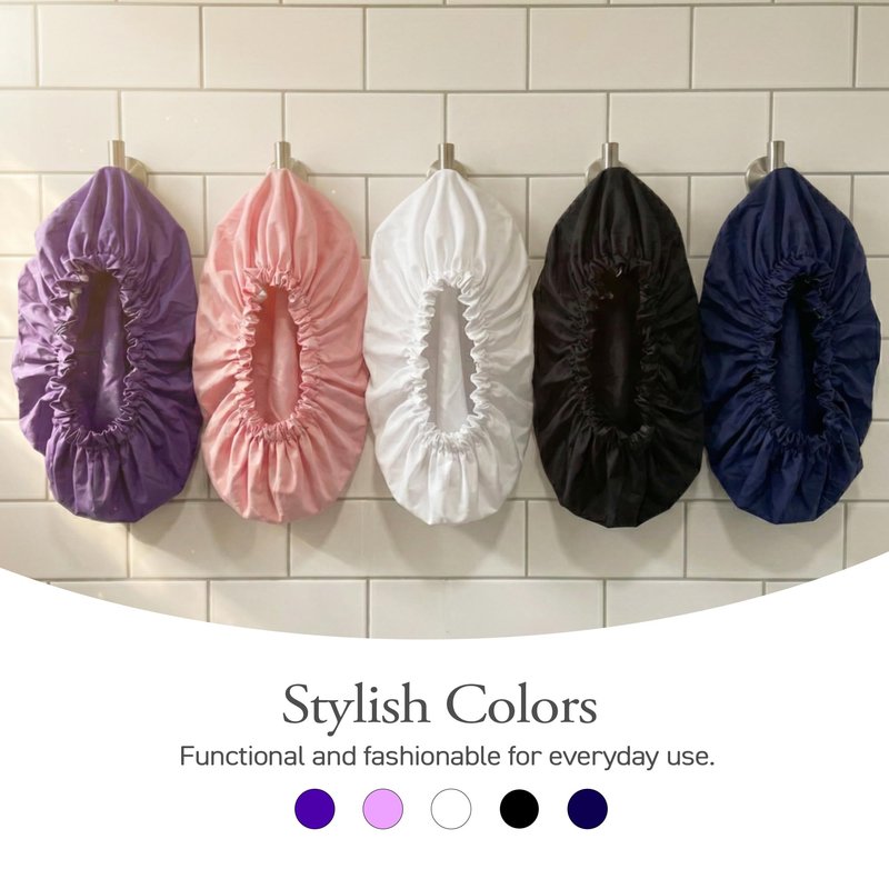 DONNA Super Jumbo Shower Cap – Comfortable Elastic Band, 100% Waterproof Hair Cap for Long Hair, Braids & Thick Styles, Reusable Big Shower Cap for Women, Keeps Hair Dry & Protected, WHITE