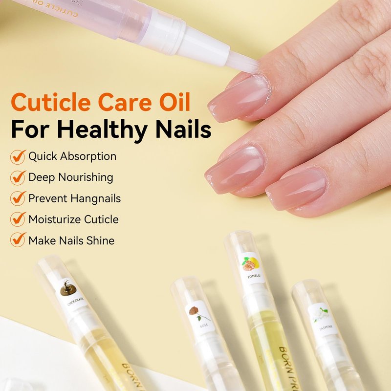 Born Pretty 6Pcs Nail Cuticle Oil Pen,Cuticle Revitalizer Oil Nails Nutrition Oils Repair Nail Care Essential Oils,Nail Art Treatment Softening Pen Tool Nails Moist Nail Strengthener