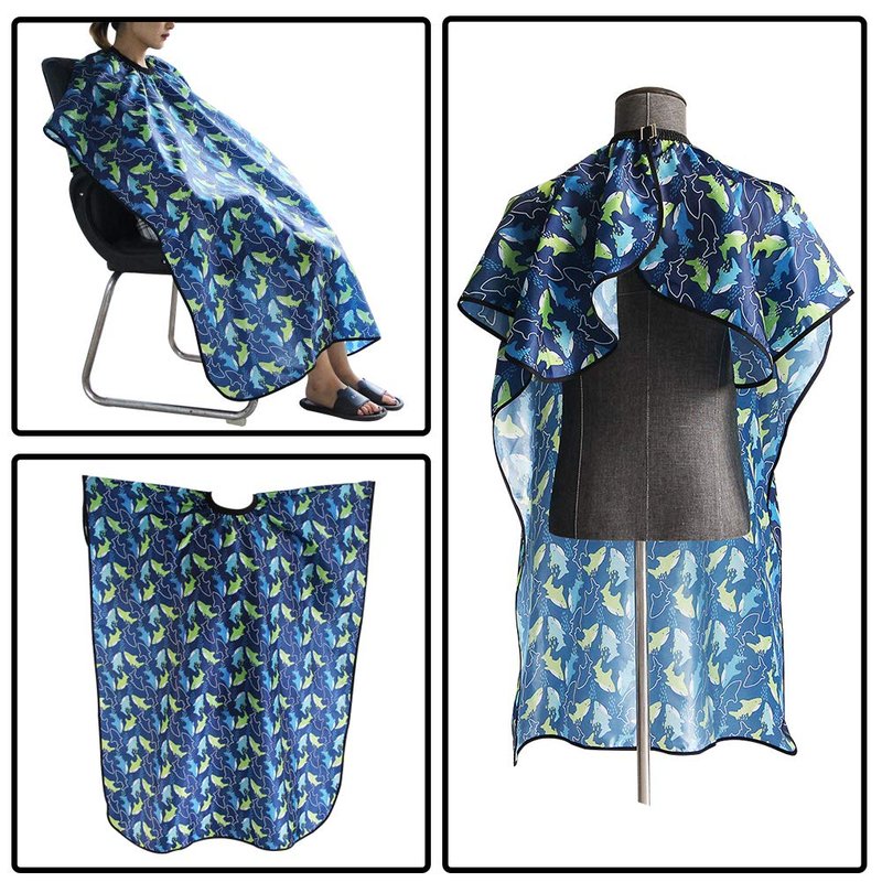 Kids Haircut Cape Set - Professional Dolphin Apron with Neck Duster Brush | Extra Long 47x39 Inch