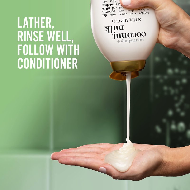 OGX Nourishing Coconut Milk Shampoo | For Strong Hair | With Coconut Oil | Egg White Protein | Sulfate-Free