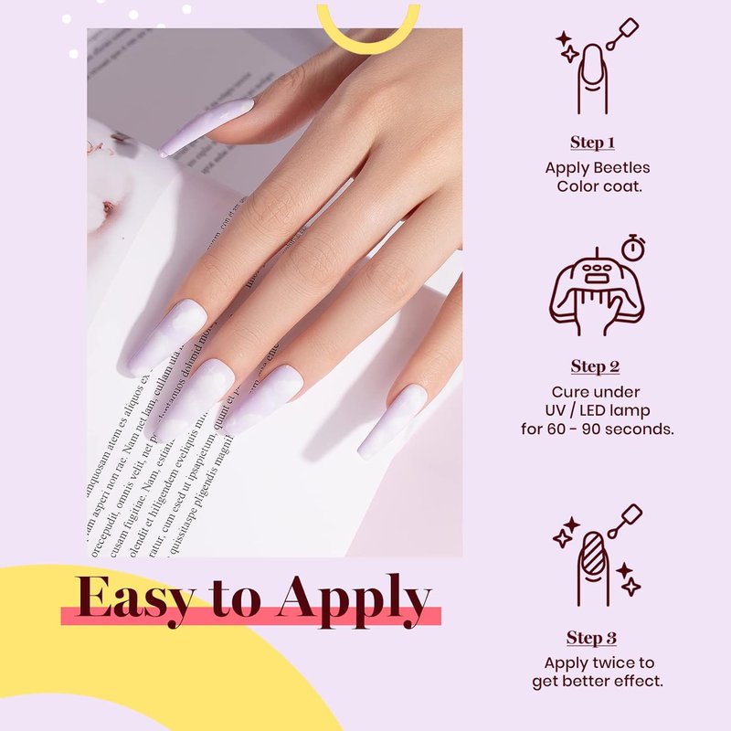 Beetles Light Purple Gel Polish - 15ml Lilac Violet Nail Gel for Soak Off UV LED | Perfect for Summer Manicures