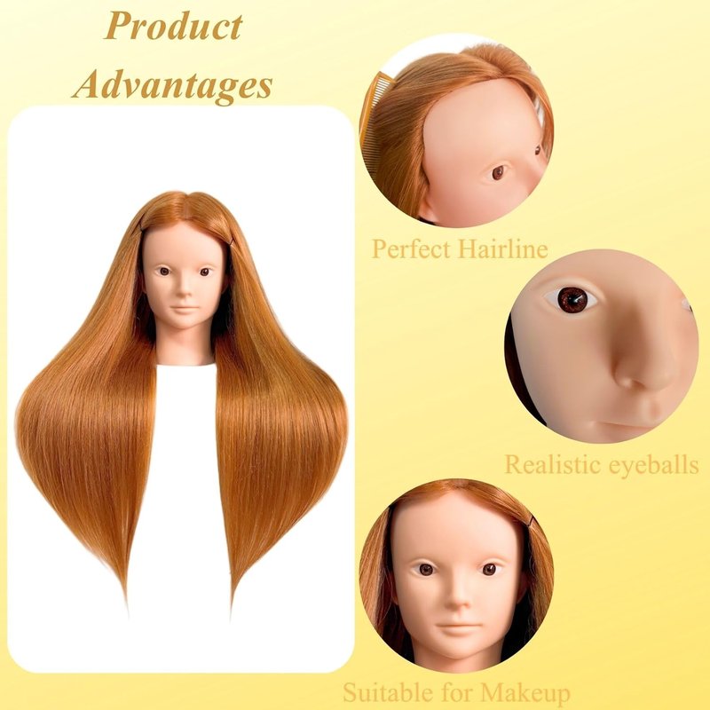 Skiennix Mannequin Head - 28" Hair Styling Practice Doll for Makeup, Cutting & Braiding