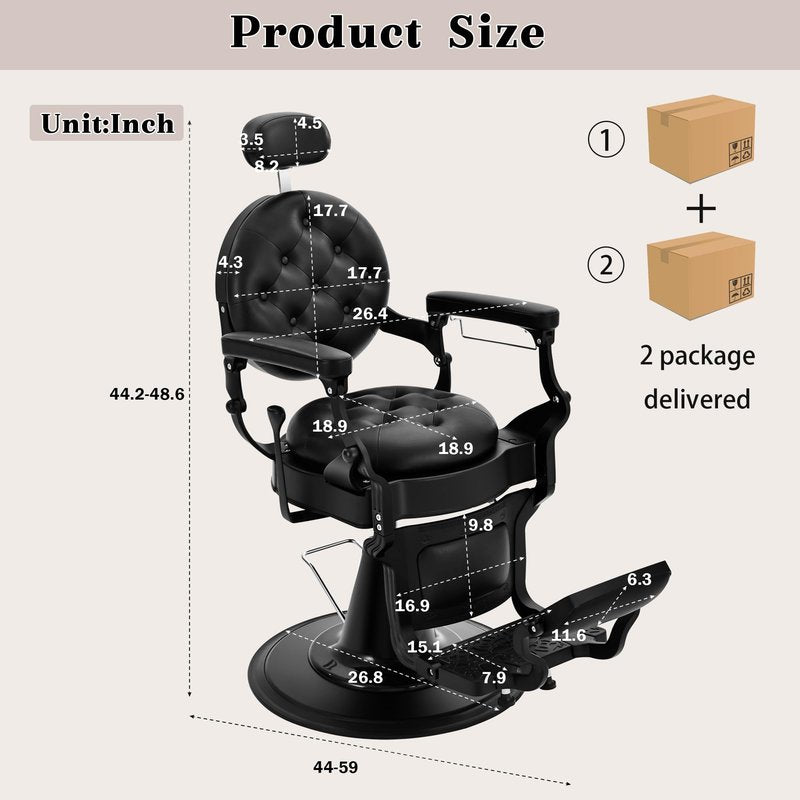 Hicomony Black Barber Chairs for Barbershop, Heavy Duty Hydraulic Reclining Salon Chair for Hair Stylist, All Purpose Beauty Spa Shampoo Tattoo Pedicure Hairdresser Styling