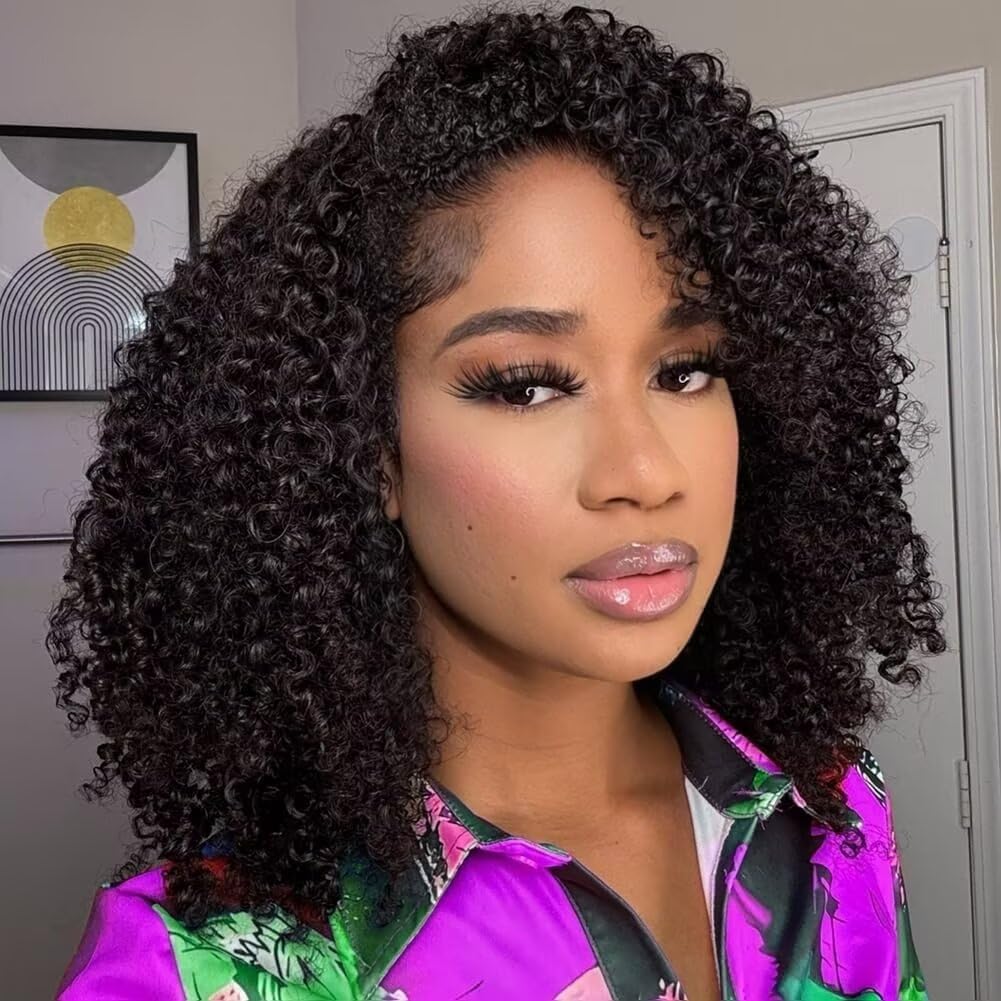 XNAIRA Half Wig Human Hair 3 In 1 Seamless Flip Over Half Wigs With Drawstring Half Wigs for Women Human Hair Glueless Wear and Go Half Up Half Down Headband Wig Human Hair(18 Inch,Natural Black)