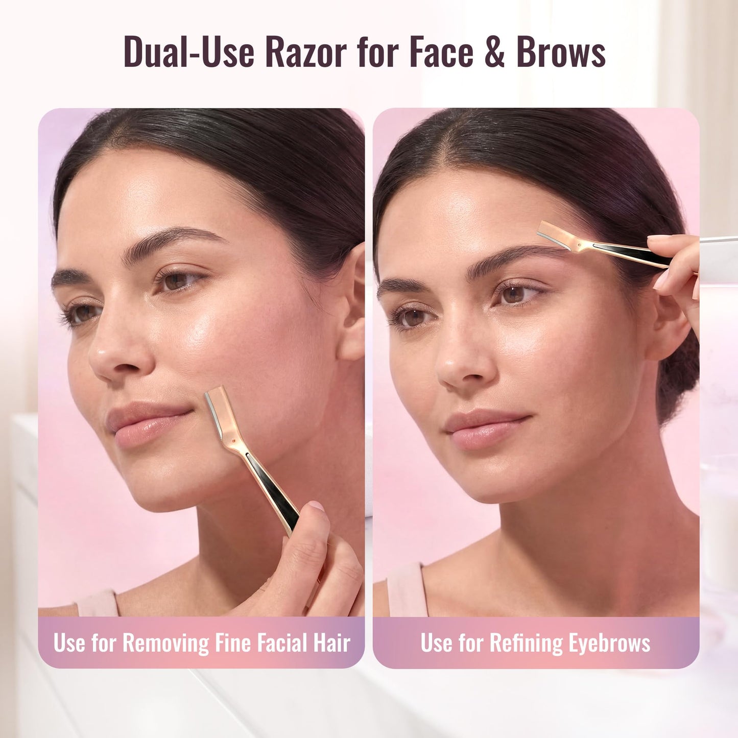 MyMed 2-in-1 Stainless Steel Dermaplane Razor for Women Face Razors for Women, Eye Brow Razors & Face Shaver for Women