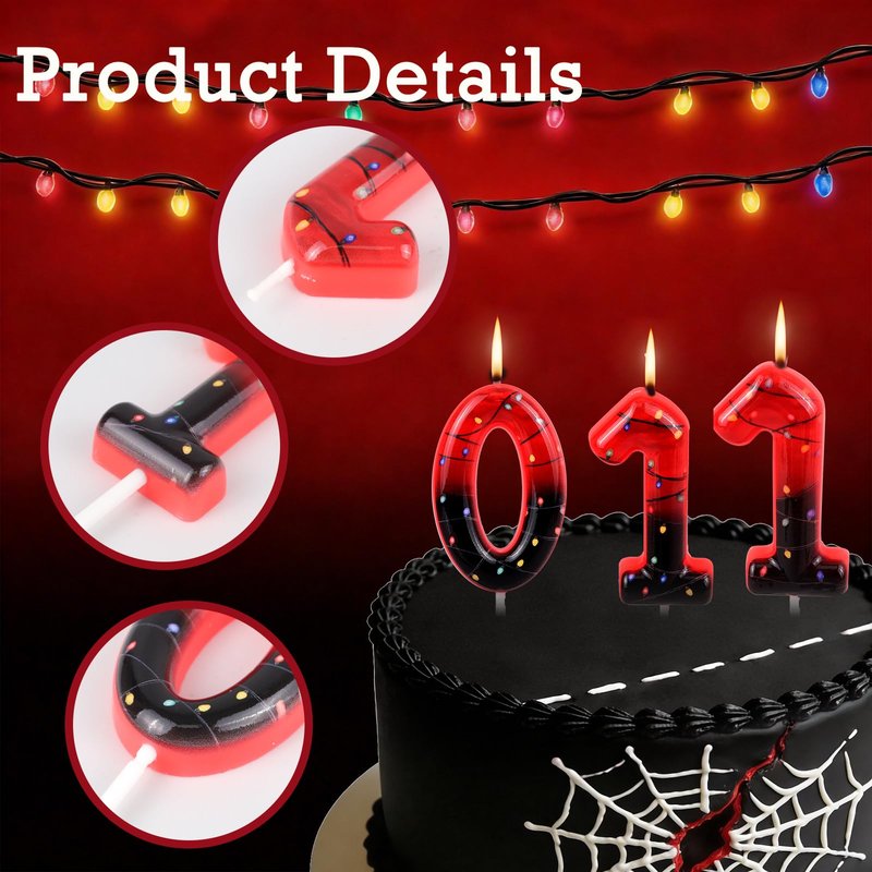011 Birthday Candle, Stranger Theme Birthday Cake Decoration Candle, Things Birthday Party Decorations, 11th 10th Birthday Decorations for Boys Girls, Eleven Party Supplies, Number Party Decor Gifts