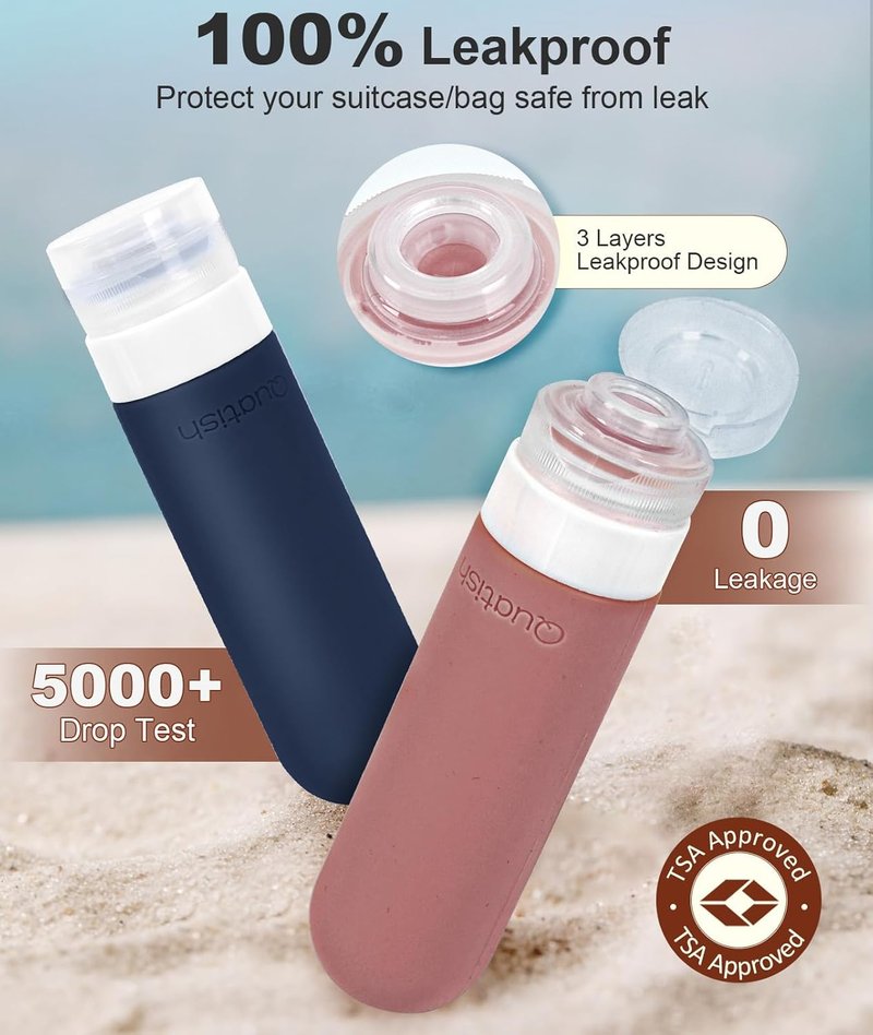 Quatish Travel Bottles - 20 Pack TSA Approved Leak Proof Silicone Toiletry Containers | Morandi Colors