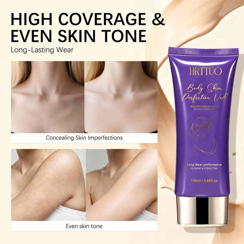 Body Coverage Perfector with Brush - Waterproof Leg & Body Makeup for Skin Imperfections & Uneven Tone, Transfer-Resistant Natural Finish Concealer, Flawless Looking Legs (Natural Radiance)