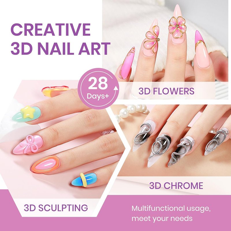 MIZHSE 2pcs Solid Builder Gel for Nails - Clear 3D Sculpting Gel | Non-Sticky UV LED Starter Kit