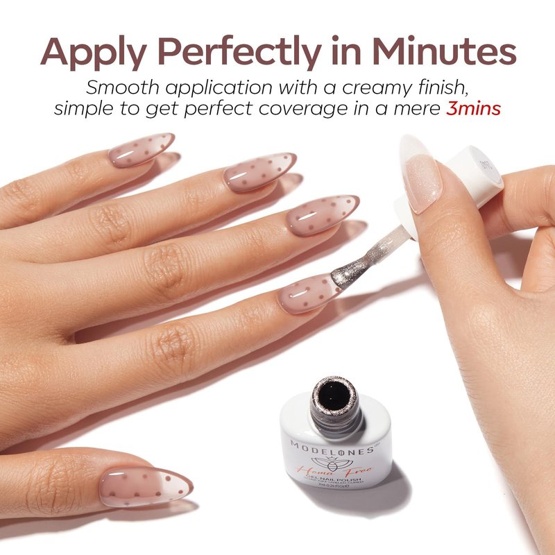 modelones Jelly Gel Nail Polish Set,Cat Eye Gel Polish Nude Brown White Jelly Neutral Skin Tone Hema Free 6 Colors Wedding Gel Polish Set Sheer Transparent Effect DIY French Nail Art Gifts for Women