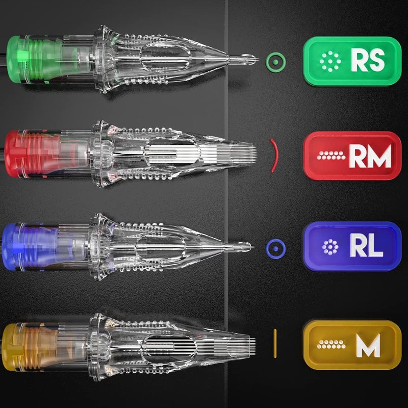 Dragonhawk Tattoo Needle Cartridges - 20PCS Disposable 1211RS Round Shader Tattoo Needles with Membrane, Professional Cartridge Needles for Shading Work, Compatible with All Rotary Pen Tattoo Machines