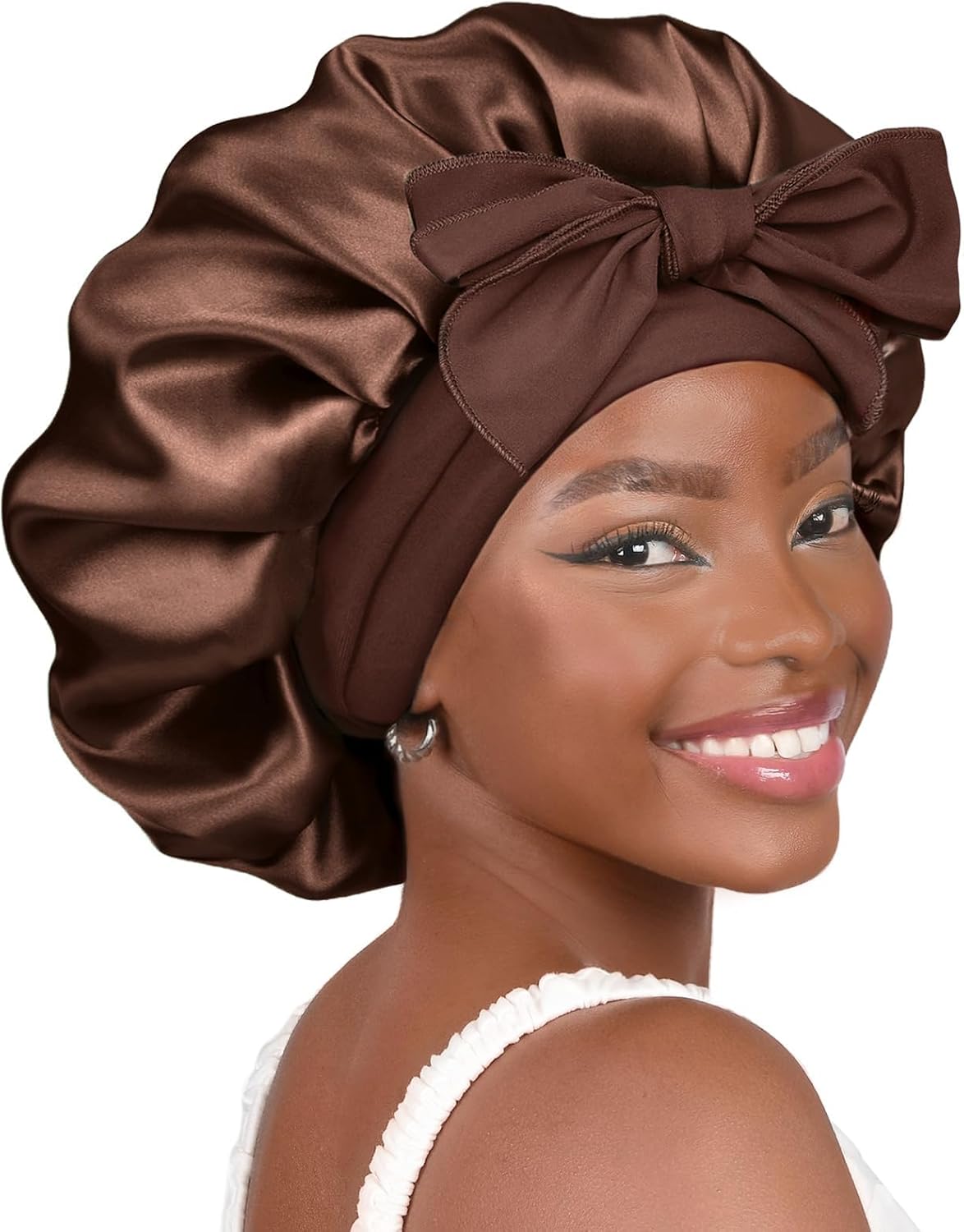 YANIBEST Adjustable Satin Bonnet - Double Layer Hair Wrap to Reduce Friction & Prevent Frizz - Ideal for Natural Curly Hair
