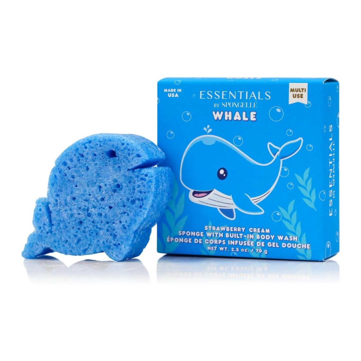 Spongelle Essentials Kids Whale Buffer | All Ages | Bath & Shower Loofah for Kids | Cleanse, Exfoliate, and Nourish in one Easy Step | Cruelty-Free, Vegan, Dermatologist-Tested, Made in USA