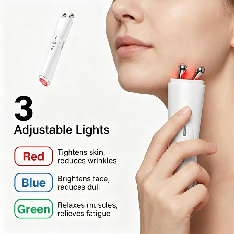 Skiennix 2-in-1 Facial & Eye Massager - Red Light & Vibration for Puffiness Relief | Sculpting Tool for Fine Lines & Wrinkles