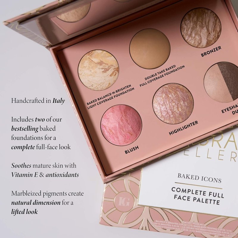 LAURA GELLER Baked Icons Complete Full Face Palette, Medium | All-in-One Makeup Palette with Baked Foundations, Blush, Bronzer, Highlighter, Eyeshadows | Coverage for Mature Skin | Travel-Friendly