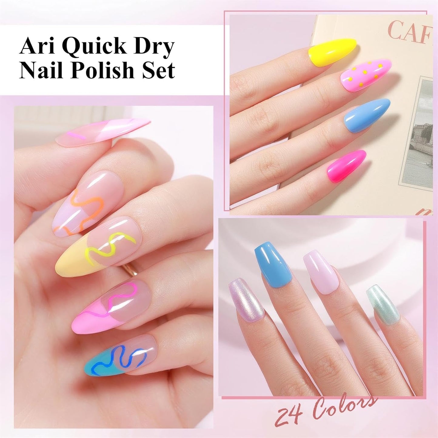 Skiennix Nail Polish Set - 24 Vibrant Neon Colors | Quick Dry, Long Lasting, Perfect for DIY Nail Art