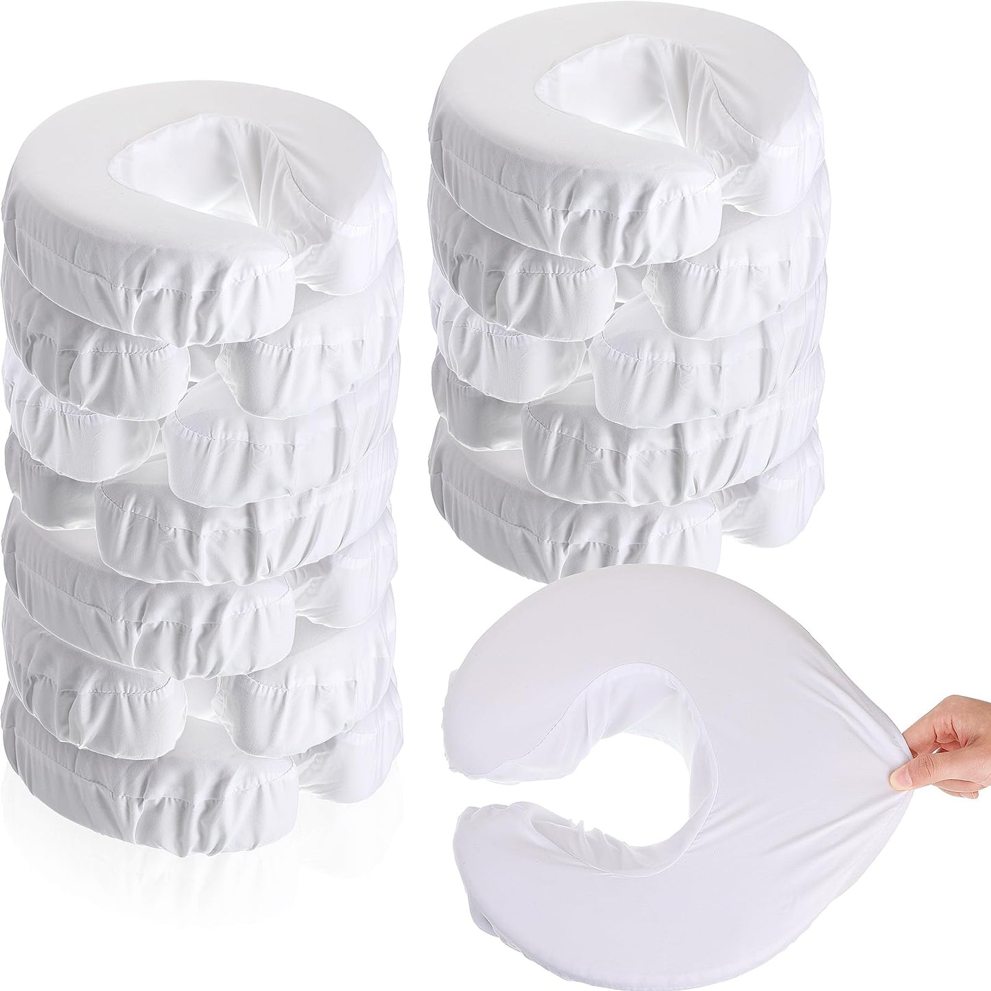Tatuo 12 Pcs Face Cradle Covers for Massage Head Rest Microfiber Reusable Soft Thicker Massage Table Face Covers Oil Proof Headrest Cradle Sheets for Spa Beauty(White)