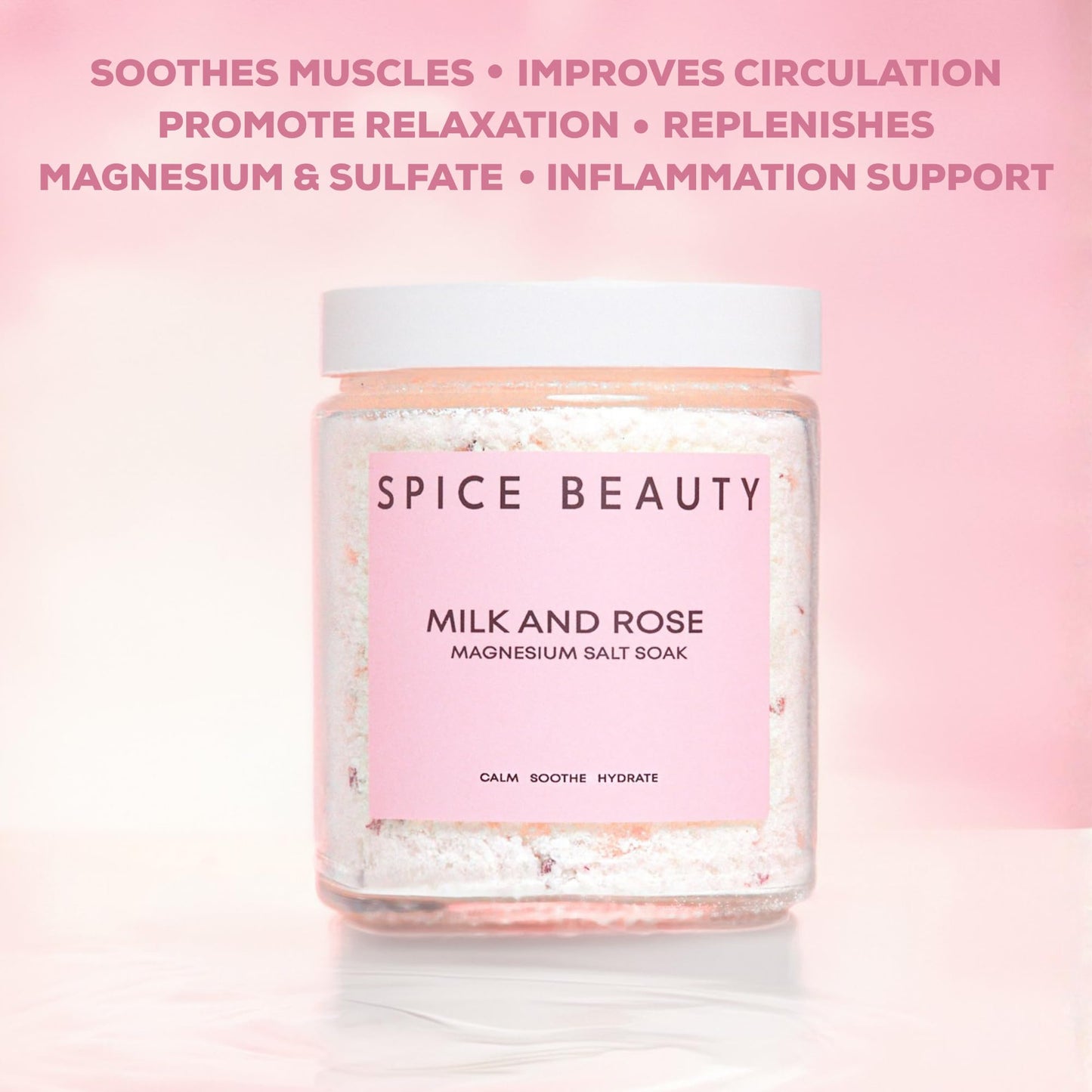 SPICE BEAUTY Goat Milk & Rose Magnesium Salt Soak | Epsom & Magnesium Bath Soak for Muscle Relaxation | Skin Soften & Deeply Nourish, Skin Hydration & Boosts Elasticity | Salt Soak | 9 oz