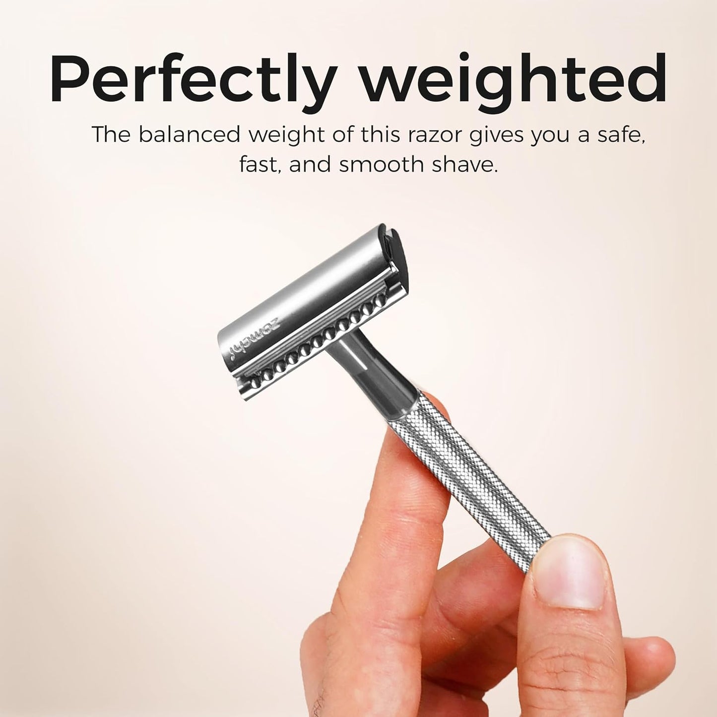 ZOMCHI Double Edge Safety Razor for Men & Women, Metal Razor with 5 Double Edge Safety Razor Blades, Single Blade Razor – Silver