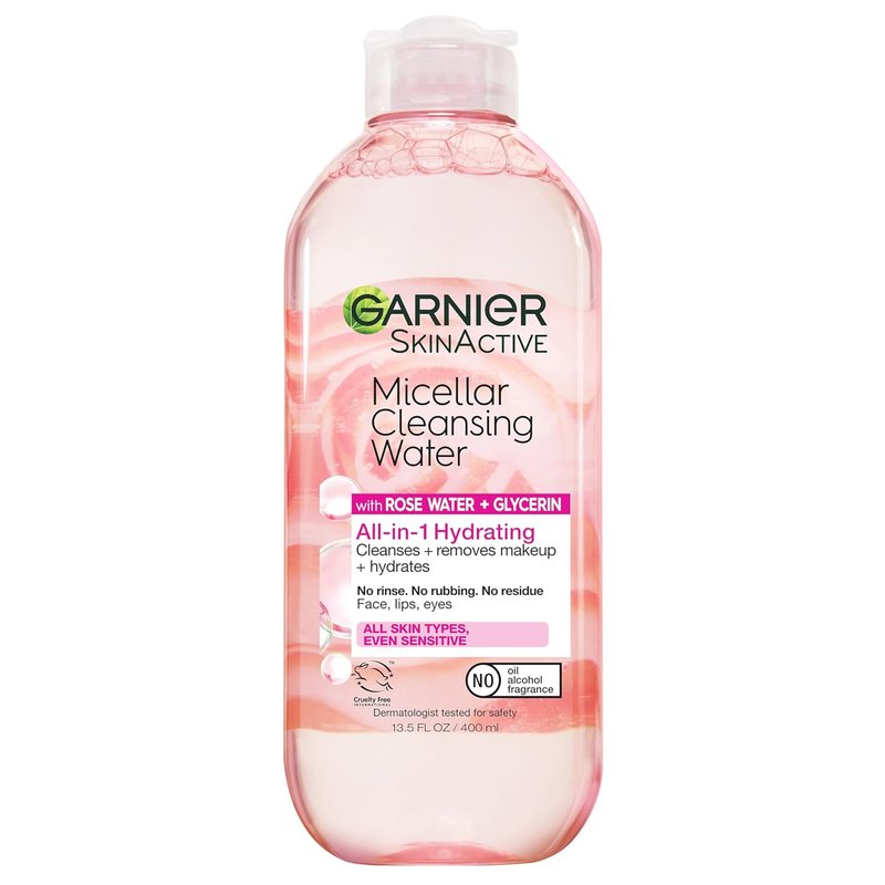 Garnier Micellar Water - Hydrating Facial Cleanser & Makeup Remover | Rose Water & Glycerin, 13.5 Fl Oz