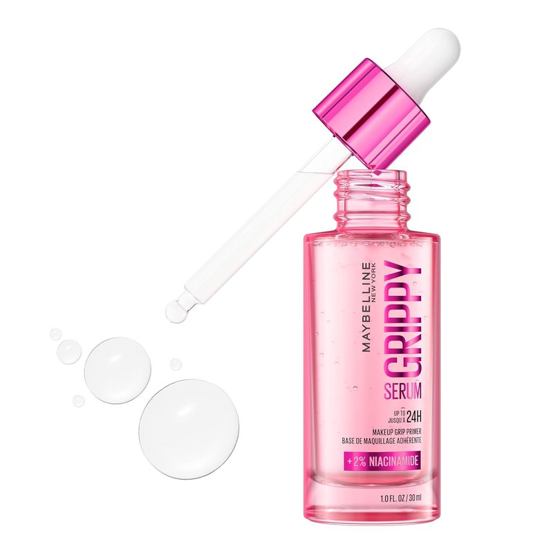 Maybelline Grippy Serum Primer - Hydrating Makeup Primer with 2% Niacinamide | 24HR Wear, Clear, 1 Count