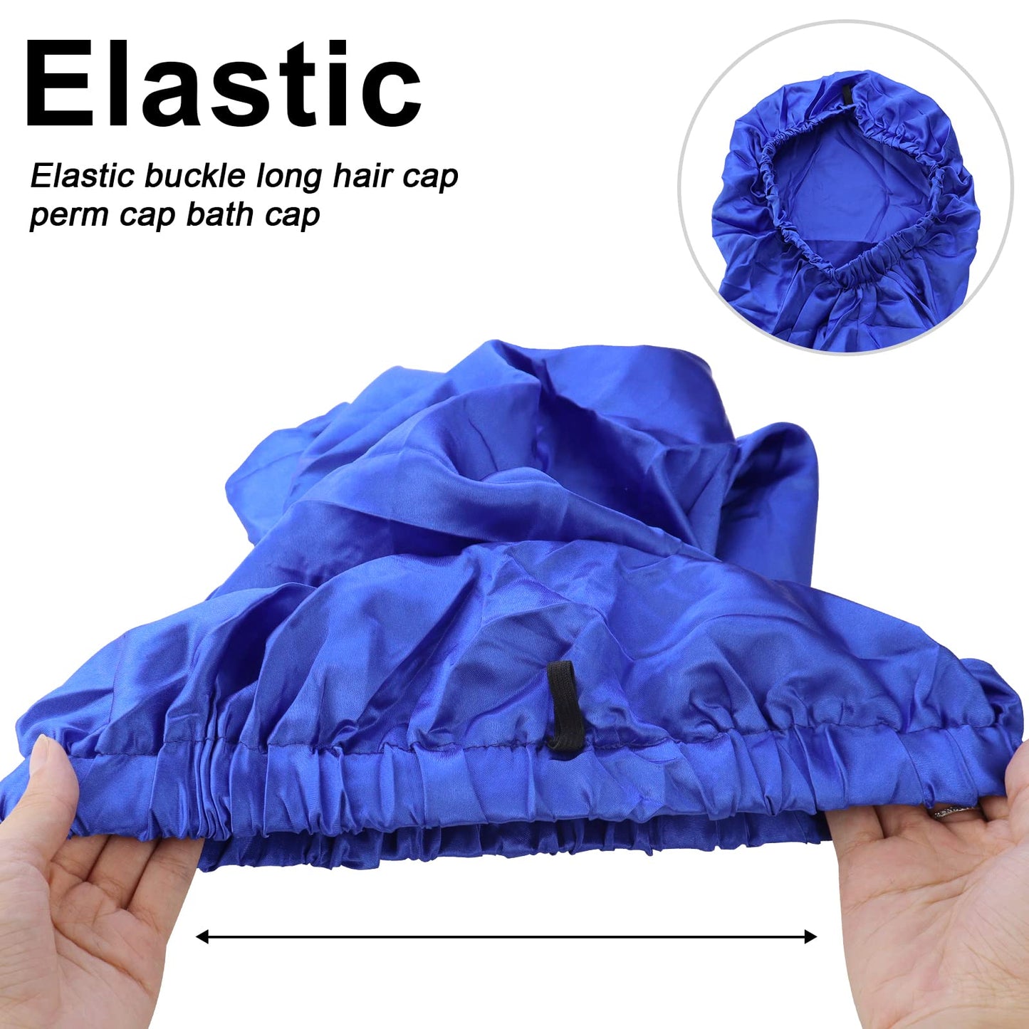 TCOTBE 3 Pcs Foldable Extra Long Sleeping Caps Soft Stain Satin Hair Braid Bonnet with Button Comfortable Single Lay Hair Covers Long Braids Bonnet for Women with Long Hair Deadlocks Curly Hair Blue