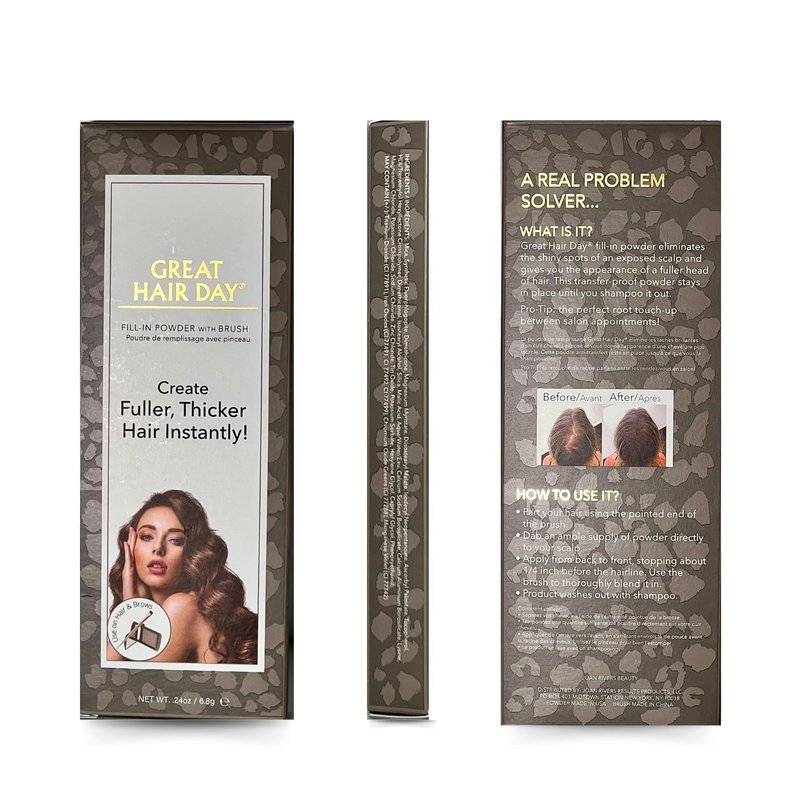 Joan Rivers Great Hair Day Root Touch Up Powder Duo - Thicker, Fuller Hair Solution | Dark Brunette