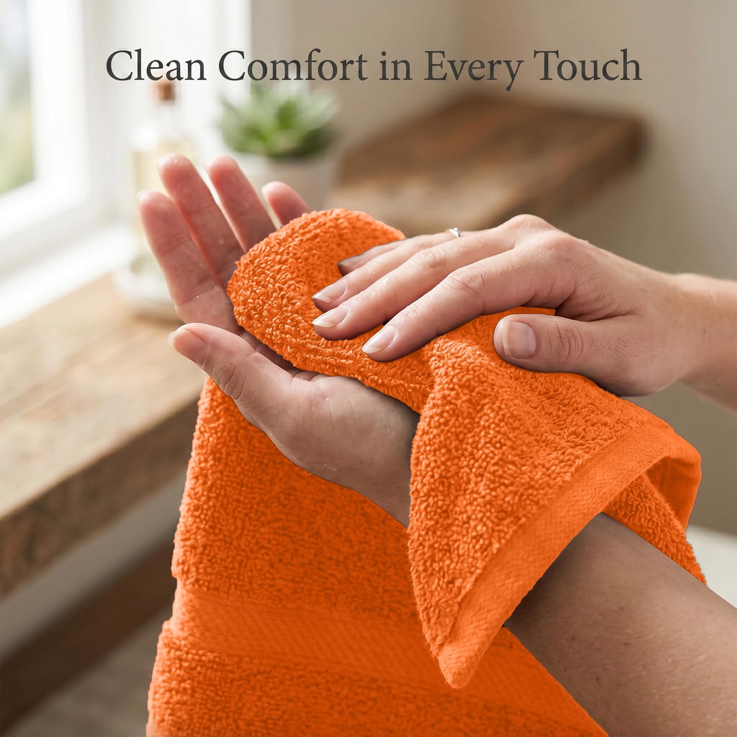 RIVERSIDE 6-Pack Premium Hand Towels Set, 16x28 inches, 100% Ring Spun Cotton, Super Soft, Quicker to Dry and Highly Absorbent, Towels for Bathroom, Kitchen, Gym, Spa, Orange